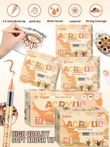Set Spidol Akrilik Cair Flysea Direct, 72 Warna Kulit & 36 Warna Macaron & 9 Tema Warna, 24 Spidol Gradien untuk Melukis, Grafiti, Mewarnai, dan Mencatat, Alat Seni Profesional, Perlengkapan Penting untuk Kembali ke Sekolah, Sempurna untuk Hadiah Liburan - MultiWarna - View 4