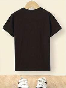Face Short Sleeve T-Shirt - Casual Round Neck Blouse For Summer Outdoor Games, No Numbers, Hand Wash - Comfortable For Summer - Black - View 2