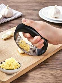 1pc Stainless Steel Garlic Press, Professional Garlic And Ginger Grinder With Ergonomic Handle, Rust-Proof, Multi-Function Vegetable, Fruit And Spice Grinder, Suitable For Camping, Home, Hotel And Restaurant Use, Kitchen Accessory - Multicolor - View 2