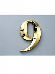 1pc 3D ABS Digital Luxury Style Glossy Gold Geometric Back Adhesive No-Drill Sun-Proof Waterproof Door Sign Gold Number Label Suitable For Villa Luxury Mansion Main Entrance - House Number - View 24