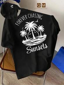 Camiseta de hombre moderna FOREVER CHASING con estampado Sunaeta de doble cara, cómoda, suave y de corte regular. - Negro - Ver 2