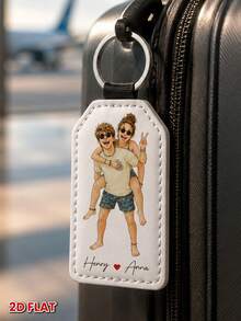 1PC Personalized 2D Flat Keychain For Father's Day, Upload Family Photo For Anime Style Rendering, Customizable Partner Names, Romantic Gift For Husband Dad - As Shown - View 8