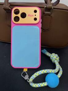 Ins Vibrant Dopamine Color Block Phone Case Compatible With IPhone 17 Pro Max 16 Pro Max 15 14 Pro 13, Unisex Couple Shockproof Protective Cover, Unique Aesthetic - Hot Pink - View 13