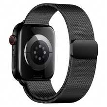 1件不鏽鋼磁吸金屬錶帶，適用於 Apple 智慧手錶 40mm 41mm 38mm 42mm 44mm 45mm 46mm 49mm，時尚可調節米蘭式錶帶，相容 I-Watch Series Ultra/11/10/9/8/7/6/5/4/3/2/1 - 黑色 - 查看 5