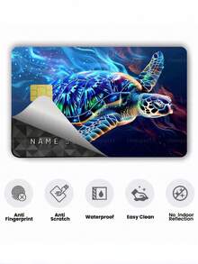 1pc Large Turtle Credit Card Sticker Privacy Protection Card Skin, Peace And Longevity Blessing Party Birthday Gift PVC Material Anti-Fingerprint Anti-Scratch Wear-Resistant Card Sleeve, Suitable For Men, Women, Couples, Small Chip Cards, Bank Cards, Credit Cards, Transit Cards, Student Campus Cards Personalized DIY - Type a - View 8
