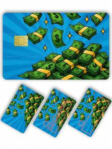 1 pieza Pegatina de tarjeta de crédito Wealth Rain con protección de privacidad, piel de tarjeta con diseño de dólares dispersos, material PVC anti-huellas, anti-arañazos y resistente al desgaste, funda de tarjeta, adecuada para hombres, mujeres, parejas, tarjeta con chip pequeño, pegatina de decoración de tarjeta bancaria, tarjeta de crédito, tarjeta de transporte, tarjeta de campus estudiantil personalizada DIY - Tipo A - Ver 4