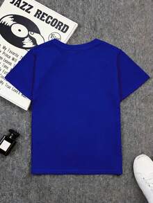 Girls' Short Sleeve T-Shirt With Heart, Flower And Letter Print, Cool And Breathable For Spring/Summer, 100% Cotton, Loose And Casual Fit In Small Sizes - 藍色 - 查看 2