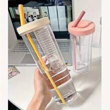 700ml Reusable PC Straw Cup, Portable Travel Cup With Colorful Lid And Straw, Drop-Resistant Drinking Cup Suitable For Juice, Milk Tea, Beverages, Hand Wash Only For Home, Office, Travel, Outdoor Use - Multicolor - View 9