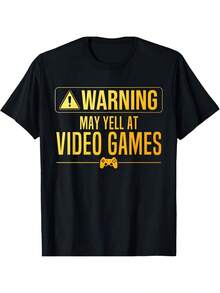 Camiseta de Juego para Hombre, Diseño Artístico de Videojuegos, para Gamers de PC, Regalo de Navidad para Adolescentes, Hombres y Familiares, YYQ 180g, Camiseta de Algodón con Cuello Redondo - Negro - Ver 1