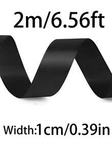 Black Satin Ribbon, Rolled Black Ribbon, Suitable For Holiday Parties, Birthday Parties, Gift Wrapping, Bouquets, Crafts, Wedding Decor, Christmas And Sewing Projects - Black - View 11