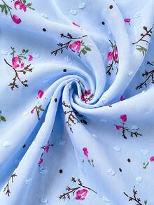 1 pieza Tela de gasa con estampado floral rosa, material suave y transpirable, suministros de costura para diseñador, adecuado para cortinas, manteles, decoración del hogar y telas para prendas de vestir - Multicolor - Ver 19