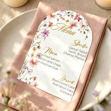 Arched Personalized Wedding Menu Card, Customized Wedding Dinner Menu, Elegant Minimalist Floral Design, Wedding Table Decor, Customizable Event Menu Card, Suitable For Weddings And Pre-Wedding Parties, Minimalist Wedding Table Decor - Arched Menu - View 6