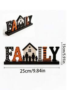 1pc Autumn Wooden Desktop Decor Sign, Pumpkin Silhouette FAMILY Letter Block Decoration, Thanksgiving Farmhouse Style Tiered Tray Decor, Harvest Wooden Hanging Sign, Suitable For Kitchen, Fireplace Mantel And Living Room, Home Decor, Autumn Decoration - B - View 13