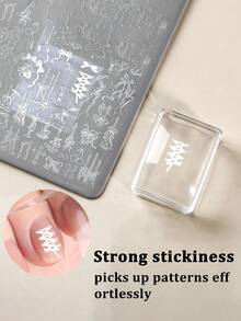 New Erasable Square Silicone Stamp: High Transparency, Multi-Functional Steel Plate Nail Art Stamp - Professional Nail Art Tool, Suitable For Nail Salons And Home Use, Easy For Beginners To Use - Clear - View 5