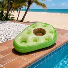 1pc Avocado Shaped Inflatable Floating Mat With Cup Holder And Ice Storage Bin, Pool Float For Beach And Pool Party, Durable PVC Material, Ideal Holiday Or Birthday Gift, Pool Accessory, Beach Essential - Green - View 3