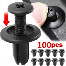 50/100/200個 6/8mm 黑色塑膠卡扣鉚釘，通用汽車車身飾條固定件，適用於汽車車身面板與裝飾零件 - 固定卡扣 - 查看 2