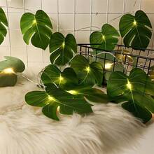 電池供電（不含電池）LED 龜背葉燈串，綠葉，適用於花園、陽台、婚禮、季節性裝飾、家居裝飾、庭院、戶外、牆壁、圍欄等 - 龜葉 - 查看 5