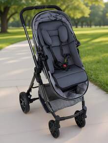 1 buah Alas Kursi Kereta Bayi, Bantalan Nyaman 2-in-1 untuk Bayi Baru Lahir hingga Balita, Lembut, Bernapas, dan Nyaman, Bantalan Kursi Sepanjang Musim, Cocok untuk Berbagai Kereta Bayi - Dark Grey - View 7