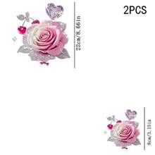 1/2/3PCS Glitter Gradient Rose Heat Transfer, Pink White Rose Cherry Diamond Heart Pattern Heat Transfer, Vinyl Print, Heat Transfer Sticker, Iron-On Transfer Iron-On Sticker Decal - Iron-On Suitable For Pillows, DIY, Backpacks, T-Shirts, Canvas Bags, Sweatshirts, Jeans, T-Shirts, Clothing, Sewing Supplies - Multicolor - View 4
