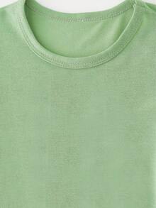 Camiseta Casual de Manga Corta con Estampado de Letras Sencillas "Girl Sunshine MIXED with a LITTLE Hurricane" - Versátil - Verde - Ver 4