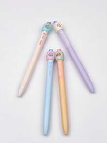 4pcs/Set Cute Animal Twist Neutral Gel Pens, Retractable Press Pens, 0.5mm, Cartoon Quick-Dry Black Ink Pens, Suitable For Students Writing, Journaling, School, Office - Multicolor - View 6