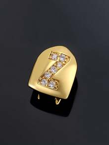 1pc Letter Zirconia Gold Tooth Cap Hip Hop Single Tooth Grill Personalized Versatile Side Tooth Decor Suitable For Men And Women - 26-letter Tooth Ornament - View 57