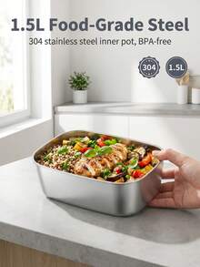 Herrfilk Electric Portable Food Heating Box, Car And Home Universal, Leak-Proof, With 1.5L Detachable Stainless Steel Inner Liner, Suitable For Truck Drivers To Heat Lunch Box - Gray-black - View 10