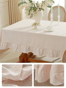 1pc Floral Pattern Tablecloth, Fresh Style With Skirt, Suitable For Daily Home Tabletop Decoration - Pink - View 7