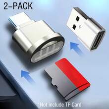 2件組 USB-C TF記憶卡讀卡機與USB-C轉USB-A轉接頭，相容手機、電腦、平板、汽車行車記錄器，手機記憶體擴充，高速便攜即插即用讀卡機 - 彩色 - 查看 6