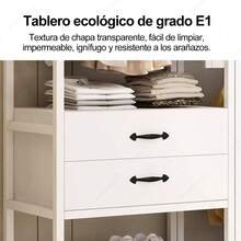 WUWAWDOGA Modern Open Modular Wardrobe For Bedroom With 2 Drawers, Multiple Built-In Shelves And Hanging Rails. White. - White - View 11
