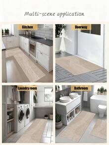 1pc Of White Striped Pattern Rubber Soft Mat For Kitchen Floors, A Water-Absorbing Mat That Is Easy To Clean And Suitable For Use In Kitchens, Bathrooms, And Other Areas. It Is Suitable For Use Throughout The Year And For Various Holidays. - Multicolor - View 7