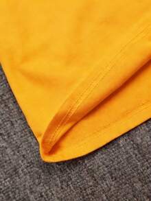 Girls' Short Sleeve T-Shirt With Heart, Flower And Letter Print, Cool And Breathable For Spring/Summer, 100% Cotton, Loose And Casual Fit In Small Sizes - Yellow - View 4