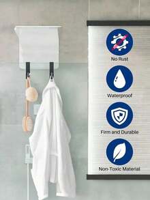 3/2/1pc Stainless Steel S-Shaped Shower Towel Bar, Suitable For Glass Doors, Bathroom Bathrobe Hooks, Wall-Mounted Coat Rack, Clothes Hooks, Hooks, Door Hanging Rack, Wall Hooks, Closet Storage, Key Hooks, Self-Adhesive Hooks, Bathroom Storage - Multicolor - View 6