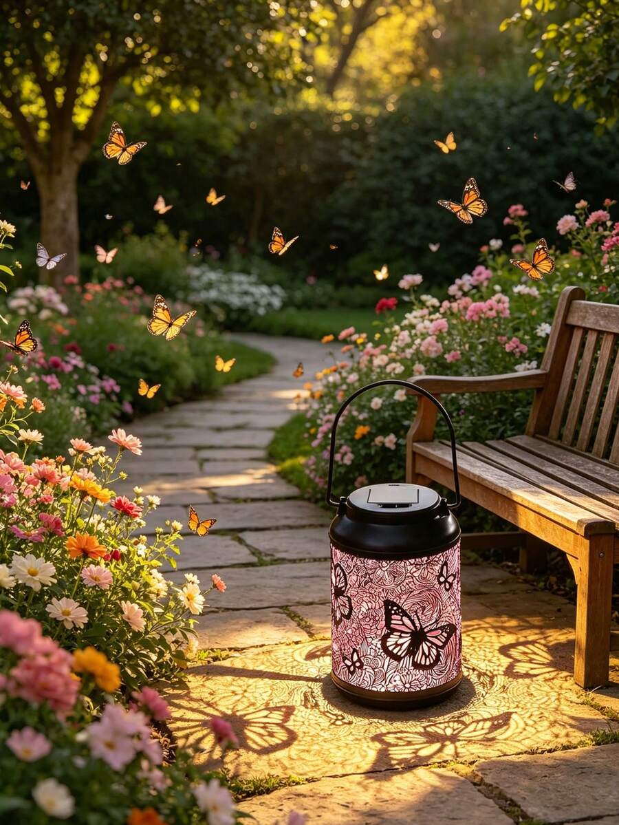 1pc Solar Garden Light, Yard Landscape Light, Horse-Shaped Lantern, Dragonfly Handheld Light, Lawn Outdoor Floodlight, Lantern, LED Light - Multicolor - View 1