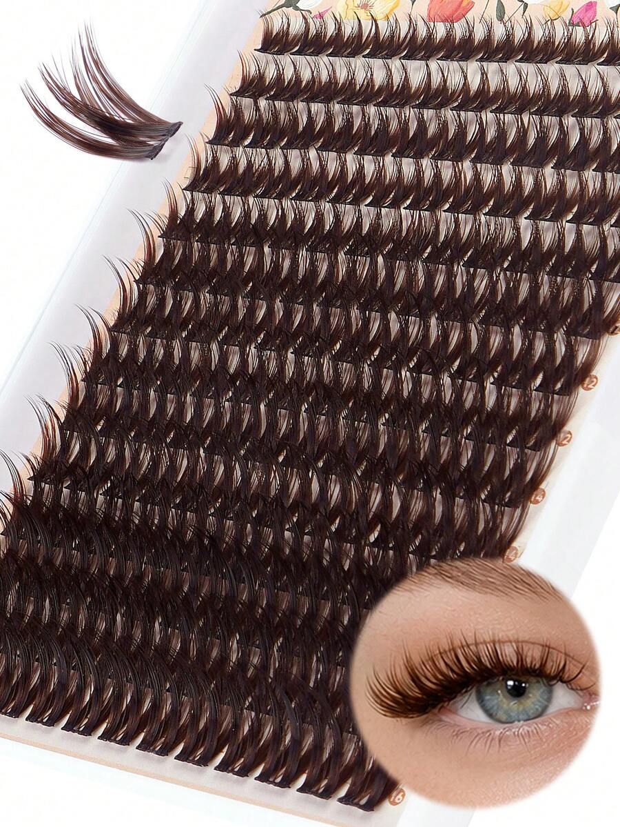 MAANGE 168 Clusters Brown Cartoon Segmented False Eyelashes, Mixed Length Self-Application Eyelash Clusters, Faux Mink Eyelash Extensions, Natural Realistic Single Cluster Eyelashes, Beginner DIY Eyelash Tool, Gift For Women
