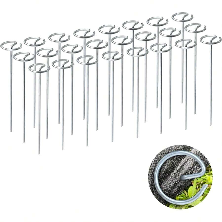 100pcs Garden Stakes #8 Heavy Duty, 6 Inch Length, Galvanized Rust-Proof, Suitable For Lawn, Turf, Barrier, Plant Cover, Tent, Inflatable Products And Outdoor Decoration Fixing - Set - View 1