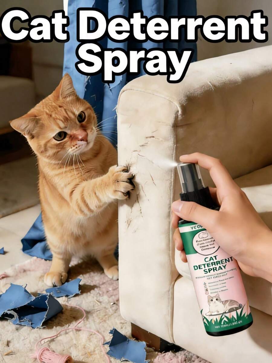 Cat Repellent Spray For Furniture And Pet Protection, Cat Behavior Training Spray, Bedding No-Go Zone To Prevent Animal Scratching, Repellent Spray To Solve Cat Urine Issues, Pet Cat Repellent Spray