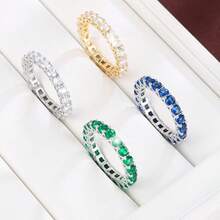 1pc Minimalist Polka Dot Design Cubic Zirconia Inlaid Women's Ring, Suitable For Daily Wear - Multicolor - View 9