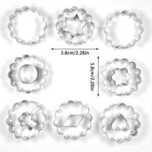 8pcs Jam Cookie Cutter Set, Stainless Steel Flower Pattern Cutter, Bear, Heart, Diamond, Star, Flower, Round - Suitable For Cookies, Fruit Shaping, Back To School Lunch Box Decoration, Christmas And Other Holiday Baking - View 2