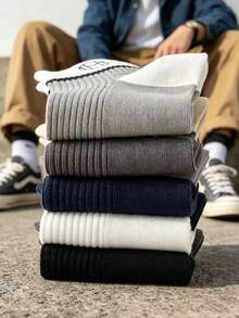 5 Pairs Men's Short Socks, Sweat-Absorbing Casual Odor-Resistant Spring/Summer Contrast Color Low-Cut Versatile - Multicolor - View 4