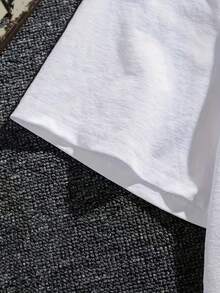 Unisex Cotton Crew Neck T-Shirt, Stylish Print Short Sleeve Top, Soft Breathable Casual Summer Tee For Men Women Daily Wear - [Blanc] - View 3