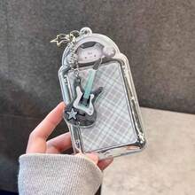 1 Set Cute Rock Cat Card Holder PVC Idol 3-Inch Card Holder Storage Protection Card Frame Pendant - A - View 15