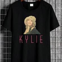 Classic KylieMinogue  T Shirt Vintage Washed Soft Casual Stylish Top For Casual Attire Breatha - 黑色 - 查看 1