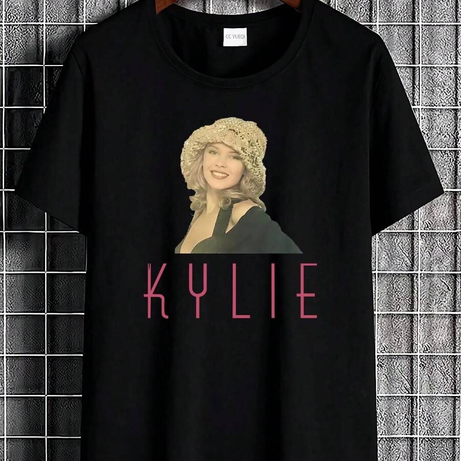 Classic KylieMinogue T Shirt Vintage Washed Soft Casual Stylish Top For Casual Attire Breatha - 黑色 - 查看 1