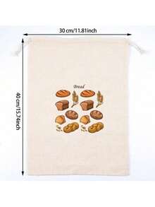 Cirelle 1 pieza Bolsa de pan de lino hecha a mano, reutilizable con diseño de cordón, adecuada para almacenar tostadas, pan, sándwiches, los mantiene talla grande frescos por talla grande tiempo - Multicolor - Ver 4