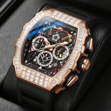 ONOLA Brand Automatic Mechanical Watch Men Luxury 30M Waterproof Chronograph Watches Sport Casual Wristwatch - 黑色 - 查看 2