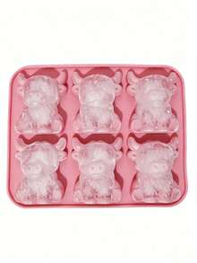 1 pieza Molde de silicona para hielo con forma de vaca de las tierras altas, molde de silicona para hielo con forma de vaca de las tierras altas de dibujos animados, molde de silicona para bolas de hielo con forma de vaca linda, máquina de hielo portátil, diseño de 6 cavidades, molde de bolas de hielo de fácil liberación, herramienta para hacer hielo DIY, adecuado para refrigeradores pequeños del hogar, puede hacer lindos cubos de hielo 3D con forma de vaca de las tierras altas, esencial para vacaciones, bandeja de hielo, accesorio de cocina, molde DIY de dibujos animados, molde de hielo, adecuado para el verano - Multicolor - Ver 9