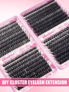 608pcs D-Curl Lightweight Cat Eye Style Slanted Fox Tail Cartoon Anime DIY Eyelash Set, Multi-Density Long-Lasting Comfortable Reusable Feather Texture Eyelash Clusters, Suitable For Daily Commute, Vacation, Holiday And Other Occasions - Multicolor - View 10