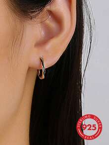 1 Pair Elegant 925 Silver Mobius Loop Resin Dangle Earrings For Women, Suitable For Daily, Party, Date - Gold - View 1