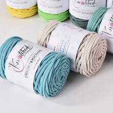 1 Solid Color Cotton Weaving Thread, 4mm And 50m Soft Crochet Hooks, Suitable For DIY Plant Hangers, Bags, And Home Decoration - Multicolor - View 4